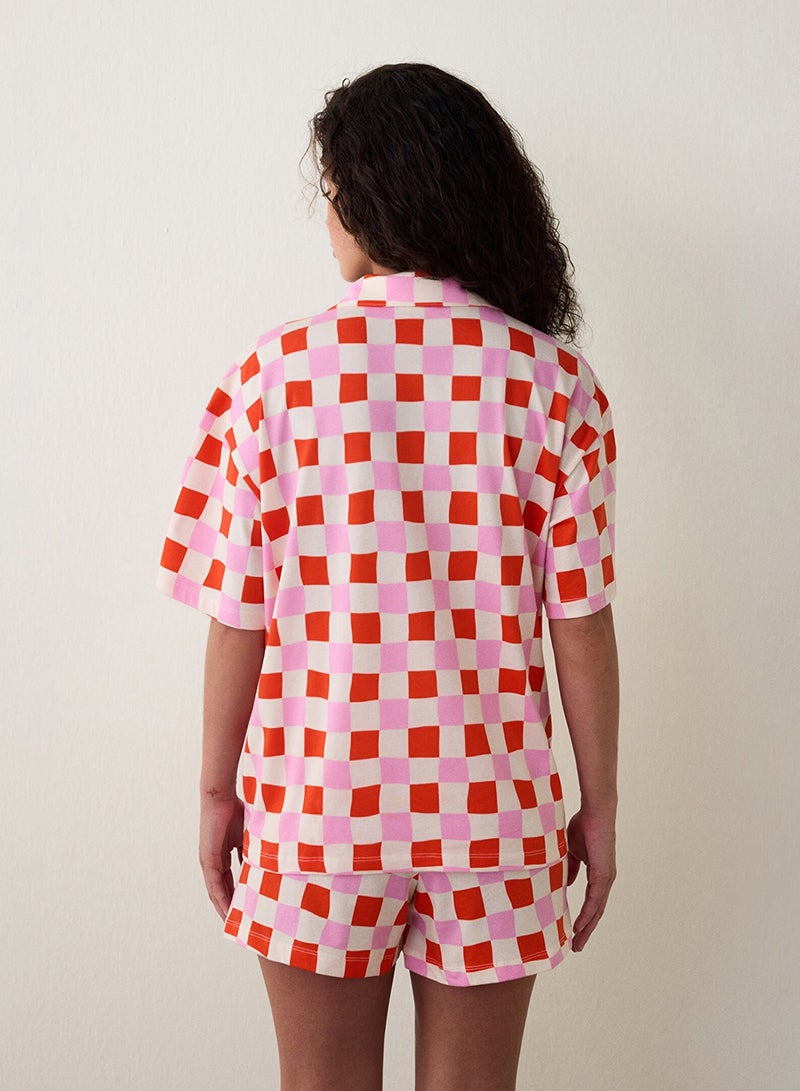 بنتي طقم بيجامة قصير بأزرار وياقة مربعة وأكمام قصيرة - Image 4